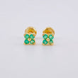 Stud Earrings Flower Clover Emeralds 23pts 1.3g / in / 5mm Yellow Gold 18K