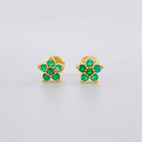 Topos Flor Estrella Esmeraldas 24pts 1.45g / in / 6.8mm Oro Amarillo 18K