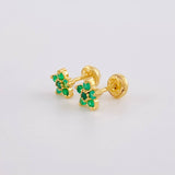 Topos Flor Estrella Esmeraldas 24pts 1.45g / in / 6.8mm Oro Amarillo 18K