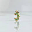 Pendant Letter J 0.55gr / 1.7cm / Green Zircons 18K Yellow Gold