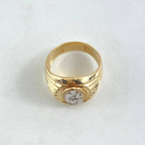 Virgin del Carmen Seal Ring 7gr / Size 6 3/4 / Smooth Lines Polished Two-tone Yellow and White 18K Gold