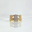 Trio Bears Ring TS 3.15gr / Size 6 3/4 / White Zircons Two 18K Yellow and White Golds