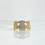 Trio Bears Ring TS 3.15gr / Size 6 3/4 / White Zircons Two 18K Yellow and White Golds