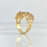 Trio Bears Ring TS 3.15gr / Size 6 3/4 / White Zircons Two 18K Yellow and White Golds