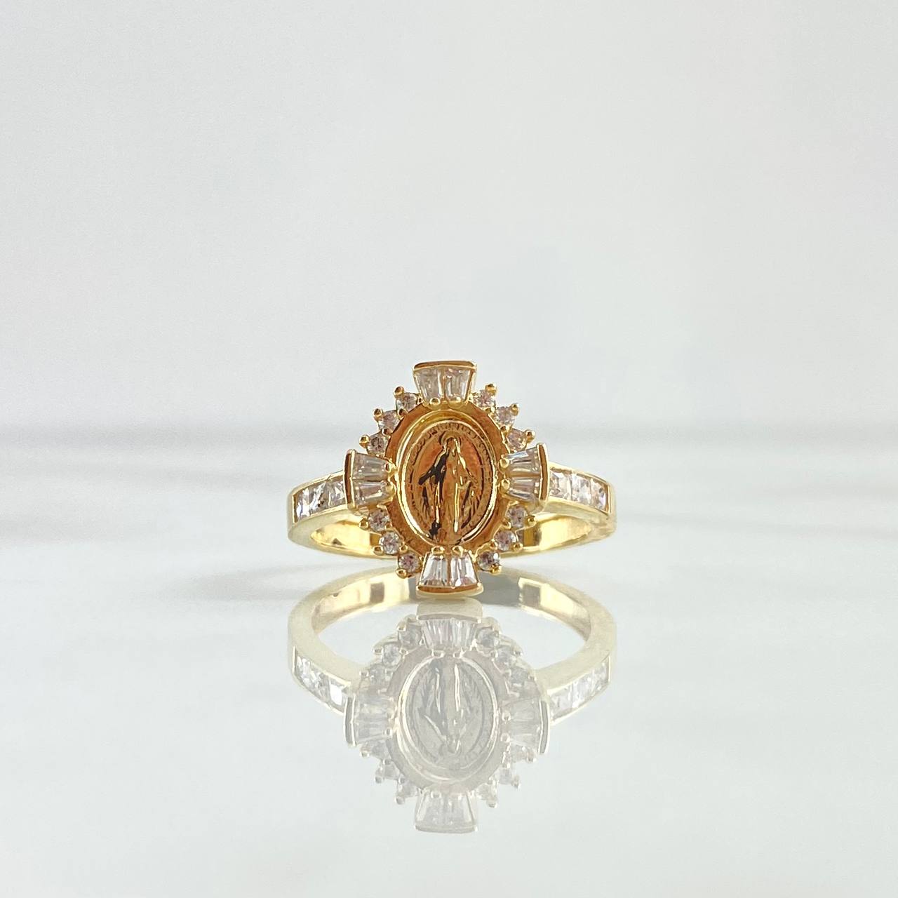 Virgin Miraculous Ring 3.9gr / Size 7 1/4 / White Zircons 18K Yellow Gold