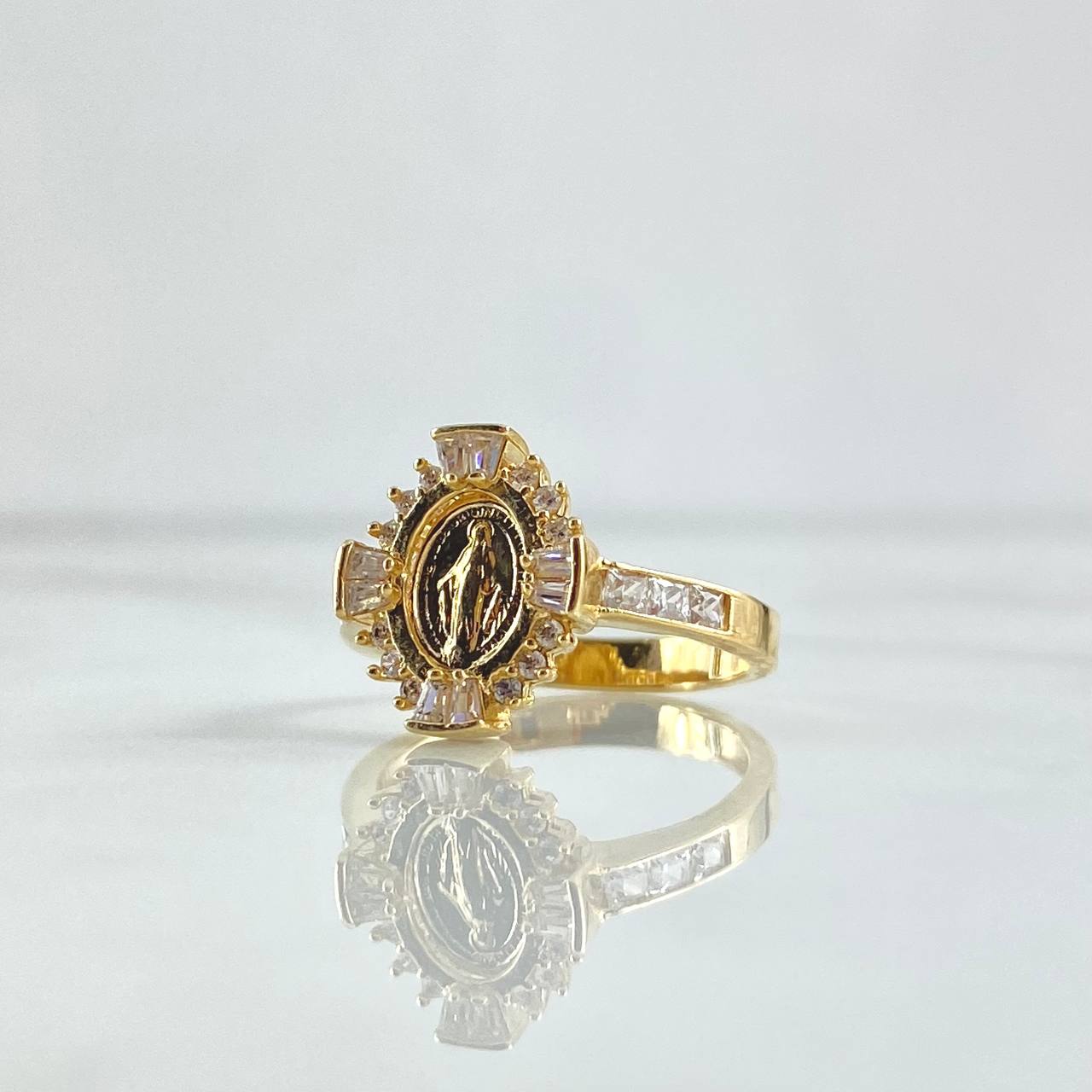 Virgin Miraculous Ring 3.9gr / Size 7 1/4 / White Zircons 18K Yellow Gold