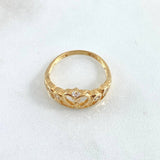 Heart Crown Ring 2.8gr / Size 6 3/4 / White Zircons 18K Yellow Gold