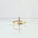 Cross Ring 1.55gr / Size 7 1/4 / White Zircons 18K Yellow Gold