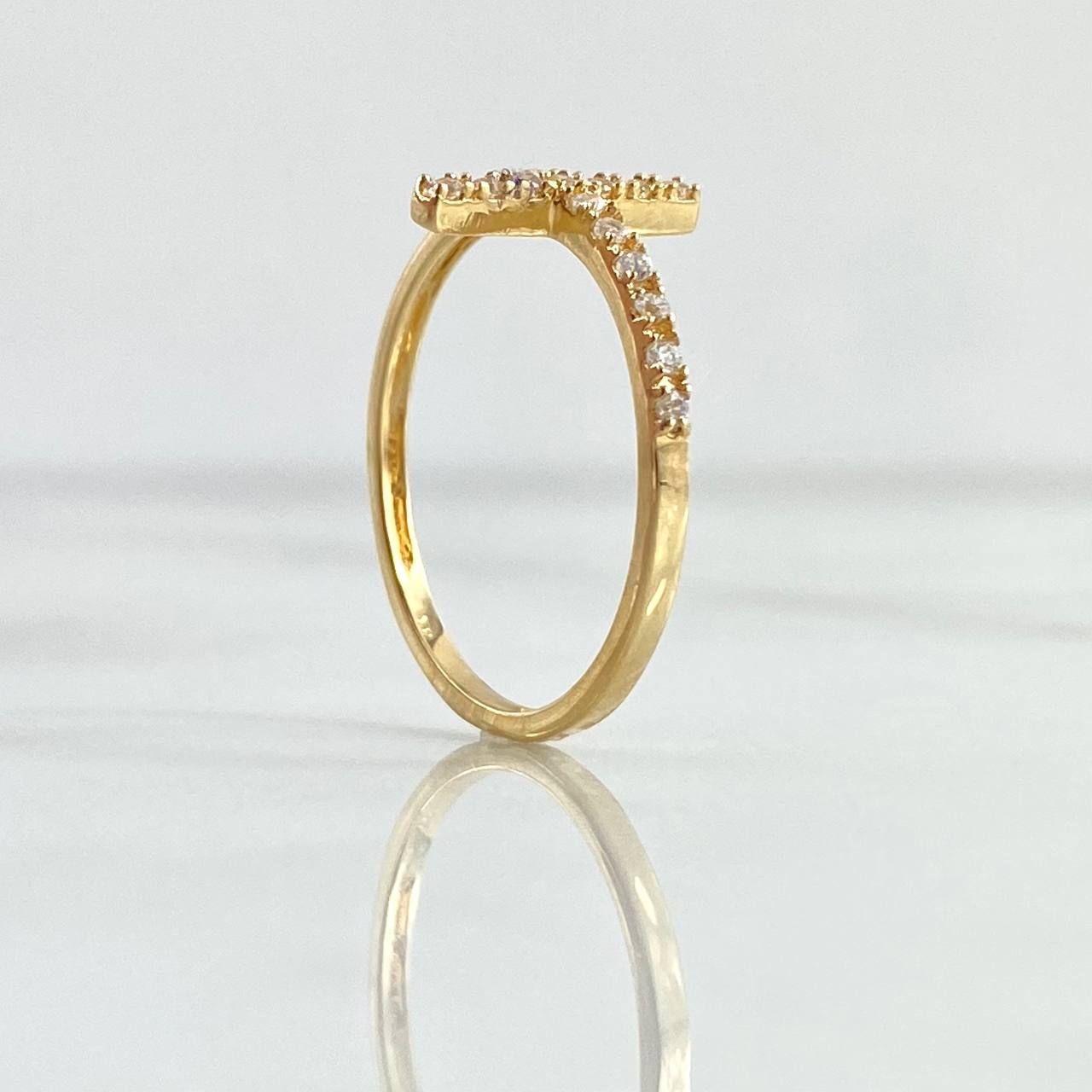 Cross Ring 1.55gr / Size 7 1/4 / White Zircons 18K Yellow Gold