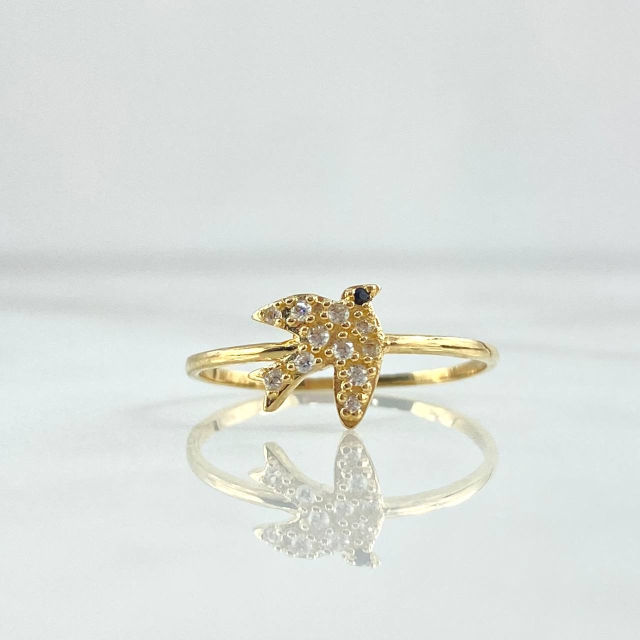 Paloma Ring 1.35gr / Size 8 / White Zircons - Black Eye 18K Yellow Gold