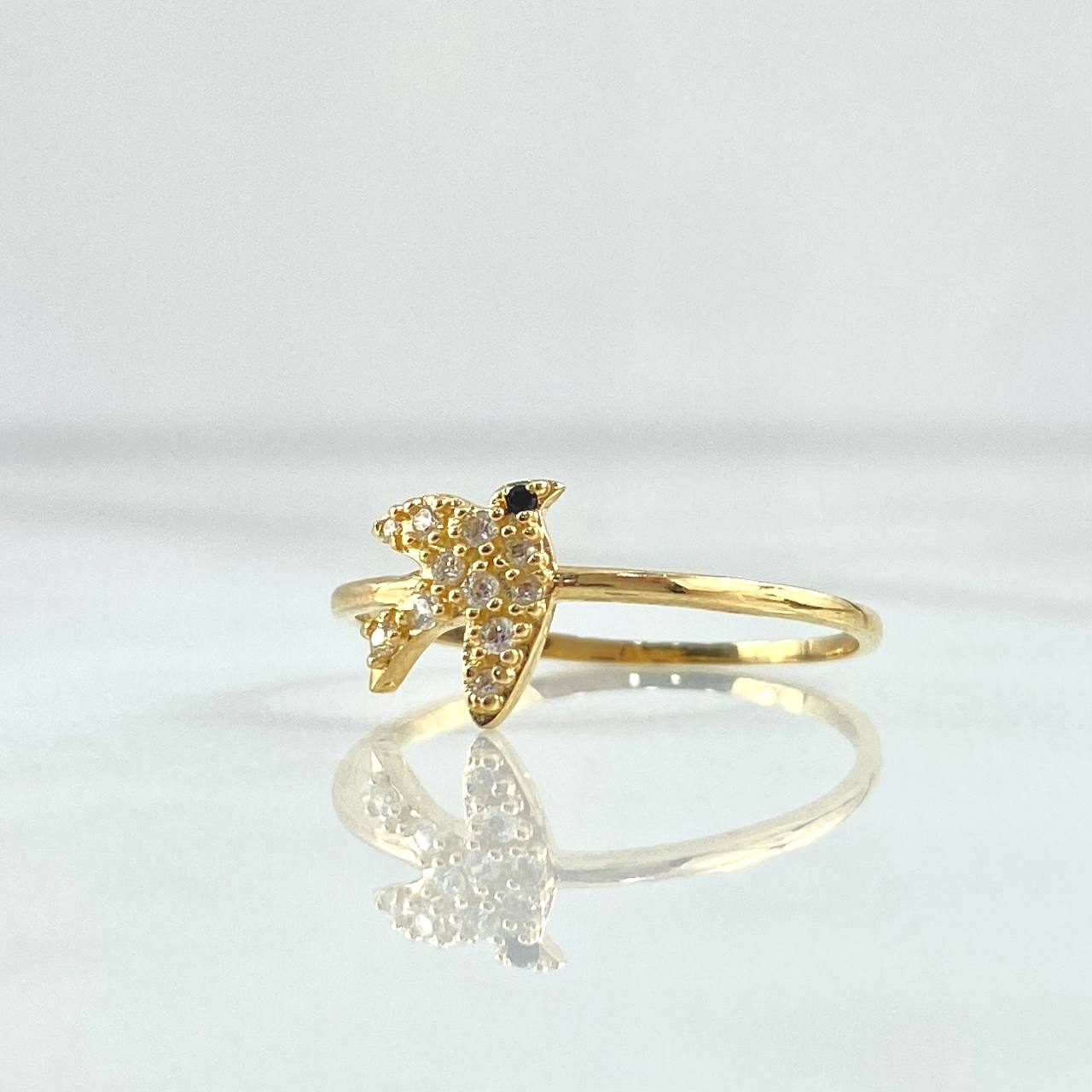 Paloma Ring 1.35gr / Size 8 / White Zircons - Black Eye 18K Yellow Gold
