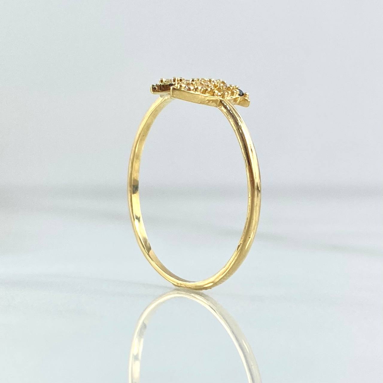 Paloma Ring 1.35gr / Size 8 / White Zircons - Black Eye 18K Yellow Gold