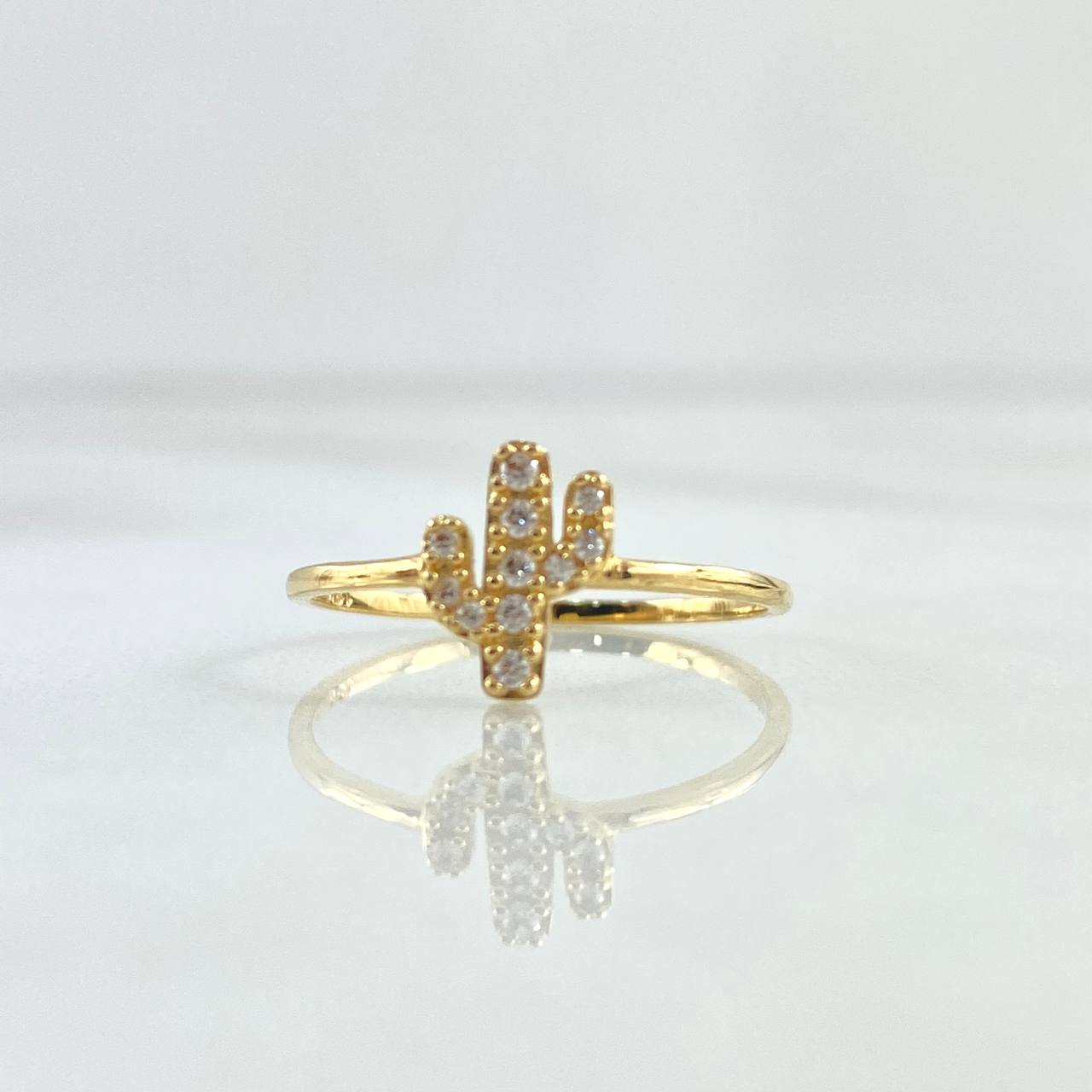 Cactuus Ring 1.15gr / Size 6 1/2 / White Zircons 18K Yellow Gold