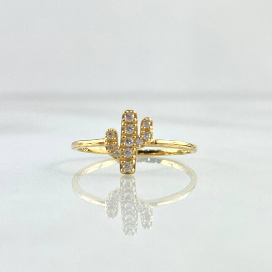 Cactuus Ring 1.15gr / Size 6 1/2 / White Zircons 18K Yellow Gold
