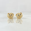 Topos Cara De Oso 1.3gr / 6.2mm Circones Blancos Ojos Negros Oro Amarillo 18K ©