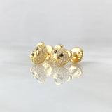 Topos Cara De Oso 1.2gr / 6.2mm Circones Blancos Ojos Negros Oro Amarillo 18K ©