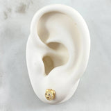Topos Cara De Oso 1.3gr / 6.2mm Circones Blancos Ojos Negros Oro Amarillo 18K ©