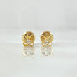 Stud Earrings Butterfly Silhouette Edged 0.6gr / 4.8mm White Zircon Yellow Gold 18K