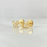 Stud Earrings Butterfly Silhouette Edged 0.6gr / 4.8mm White Zircon Yellow Gold 18K