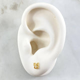 Stud Earrings Butterfly Silhouette Edged 0.6gr / 4.8mm White Zircon Yellow Gold 18K