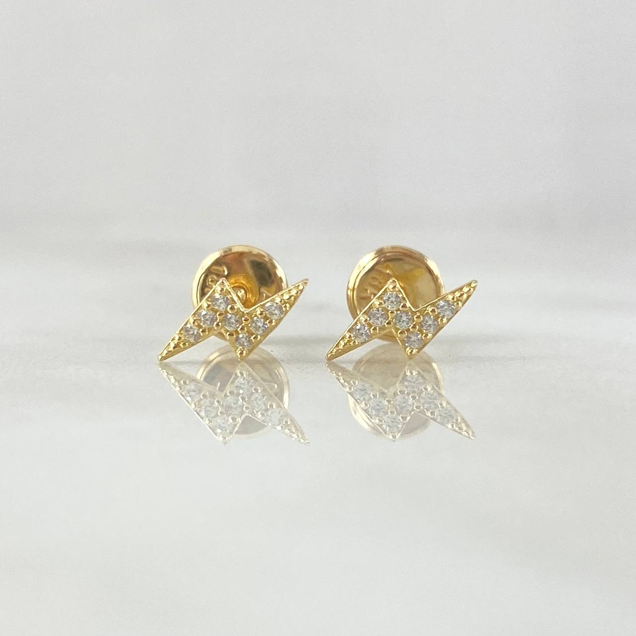 Stud Earrings Rayo 0.7gr / 9mm White Zircons Yellow Gold 18K ©