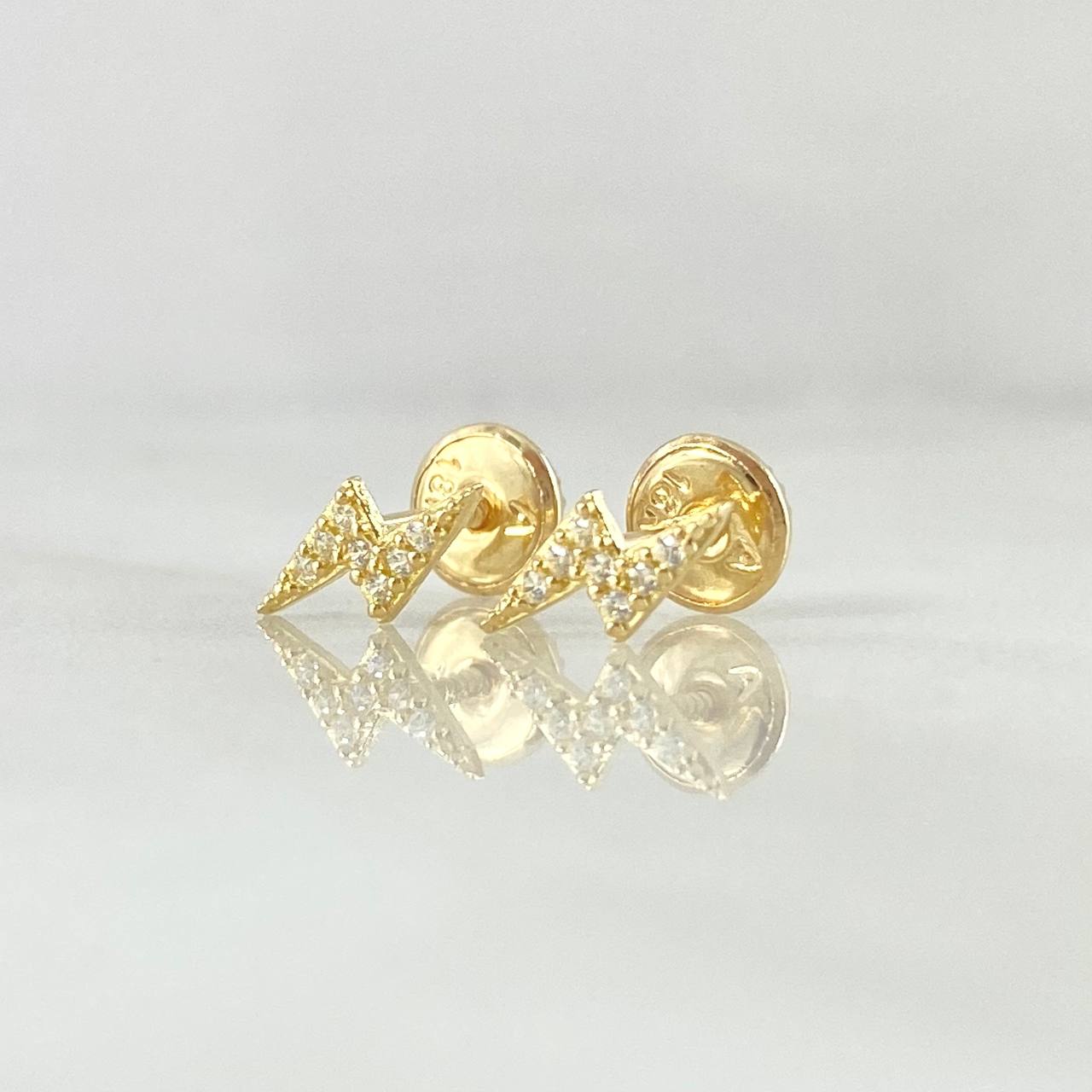 Stud Earrings Rayo 0.7gr / 9mm White Zircons Yellow Gold 18K ©