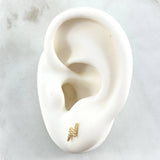 Stud Earrings Rayo 0.7gr / 9mm White Zircons Yellow Gold 18K ©