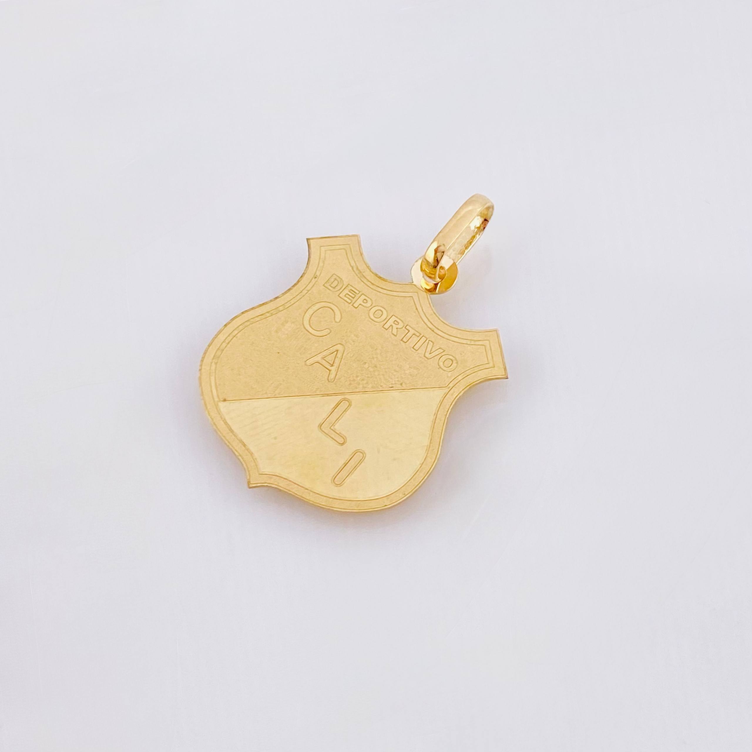 Dije Escudo Deportivo Cali 1.3gr / 1 in / Oro Amarillo 18K ©