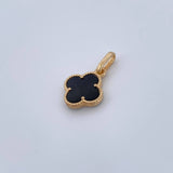 Dije Trebol 1.2gr / 2cm / Onix Negra Oro Amarillo 18K &
