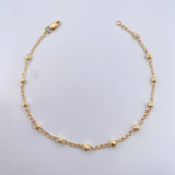 Bracelet Wheat 1.8gr / 7.7in / 3mm Beads Diamond Cut 18K Gold $