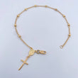 Bracelet Virgin Milagrosa Denarius 2.45gr / 20.6cm / 3mm Beads Diamond Cut 18K Yellow Gold &