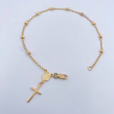 Bracelet Virgin Milagrosa Denarius 2.45gr / 20.6cm / 3mm Beads Diamond Cut 18K Yellow Gold &