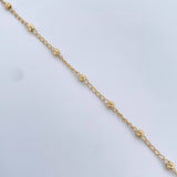 Bracelet Miraculous Virgin Denarius 2.45gr / 8.1in / 3mm Beads Diamond Cut 18K Gold $