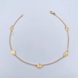 Rombos Ankle Bracelet Aro Seguido 2.1gr / 25.8cm / 1.6mm Diamond Cut 18K Yellow Gold &