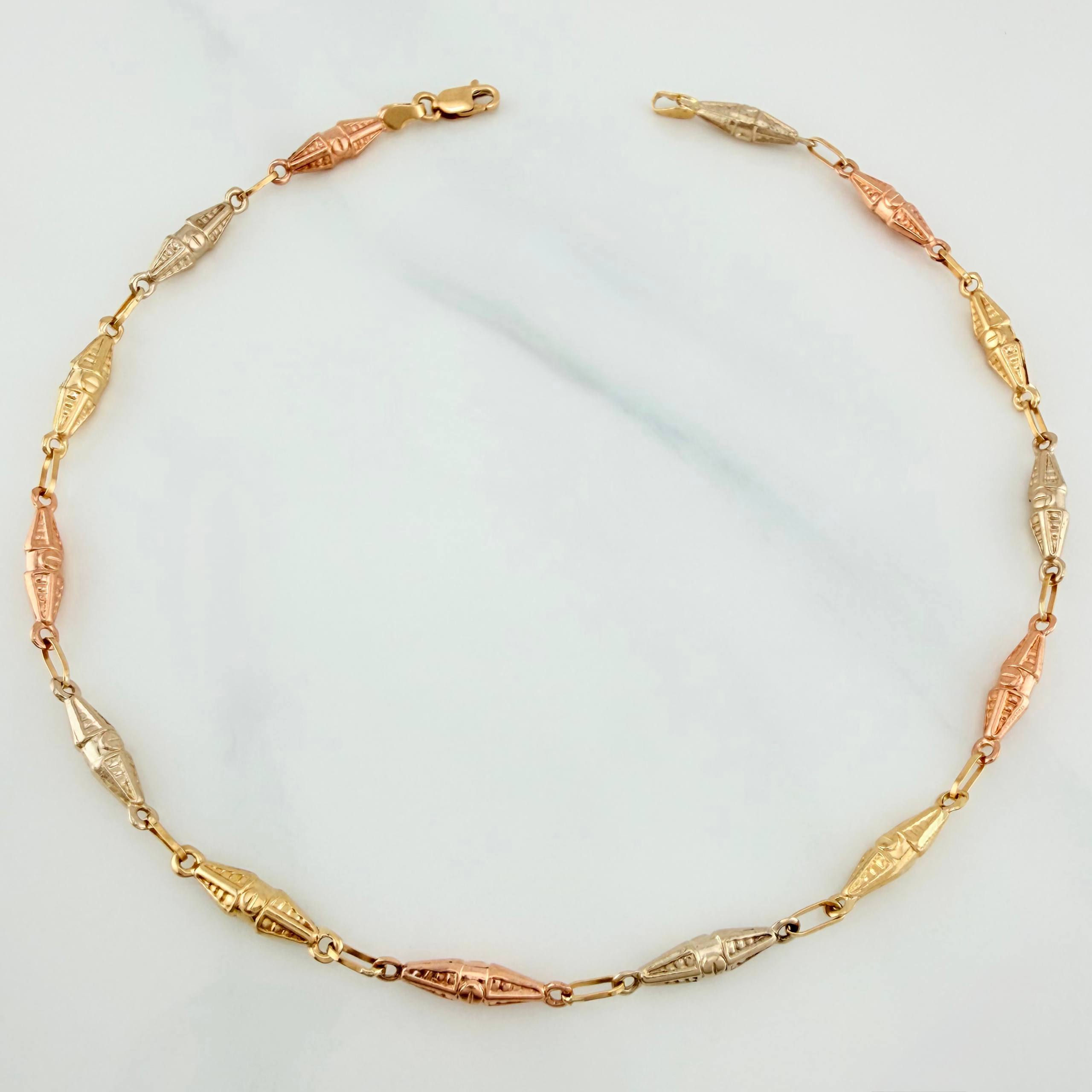 Rustic Dubai Anklet 3.35 g / 9 3/4 in / 3 mm Three Golds 18K