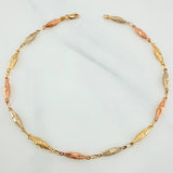 Rustic Dubai Anklet 3.35 g / 9 3/4 in / 3 mm Three Golds 18K