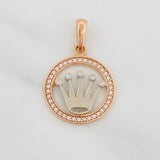 Dije Corona 2.1 g / 1 in Dos Oros Blanco Rosa 18K
