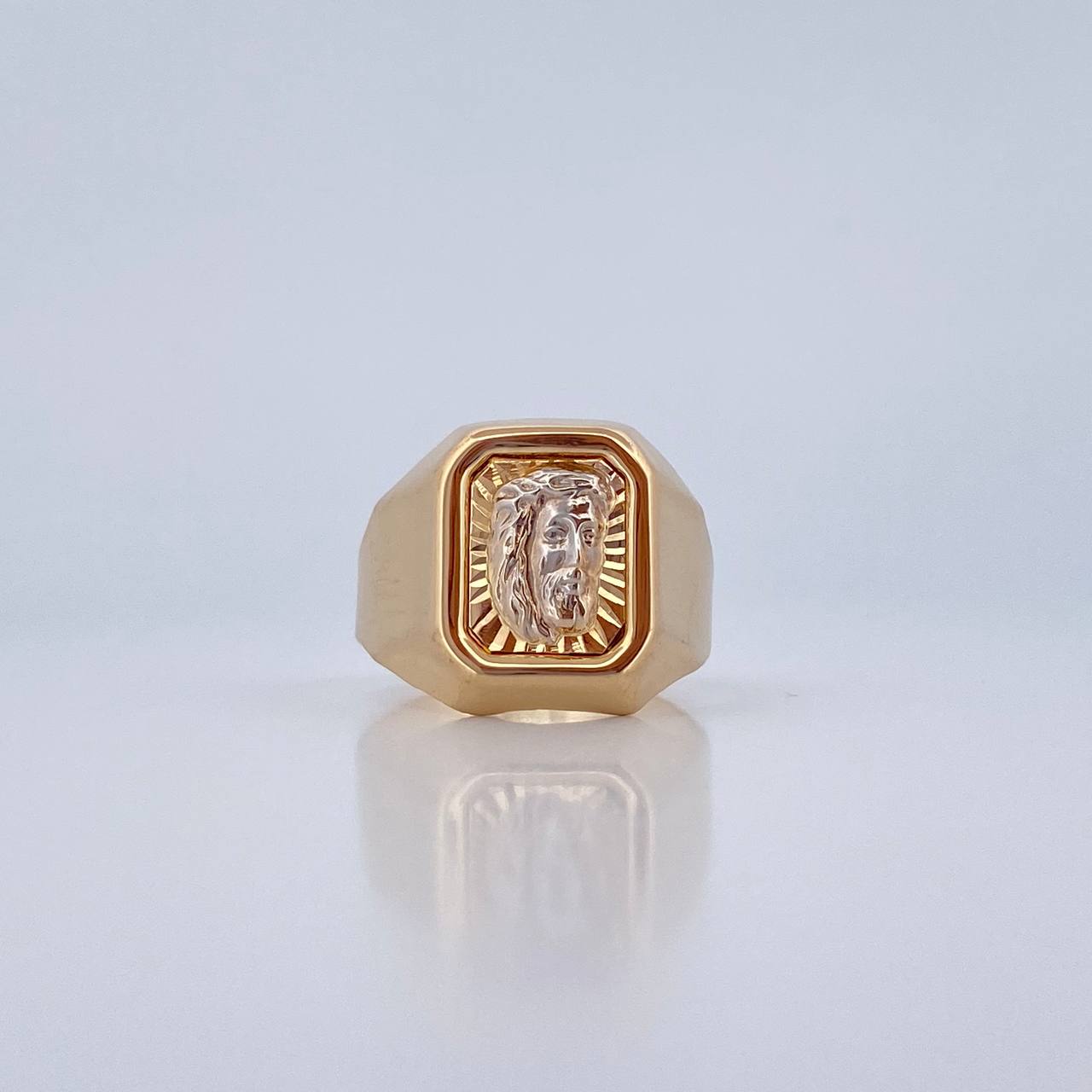 Christ Face Ring 4.35gr / Size 11 / Two-tone Yellow and White Gold 18K &