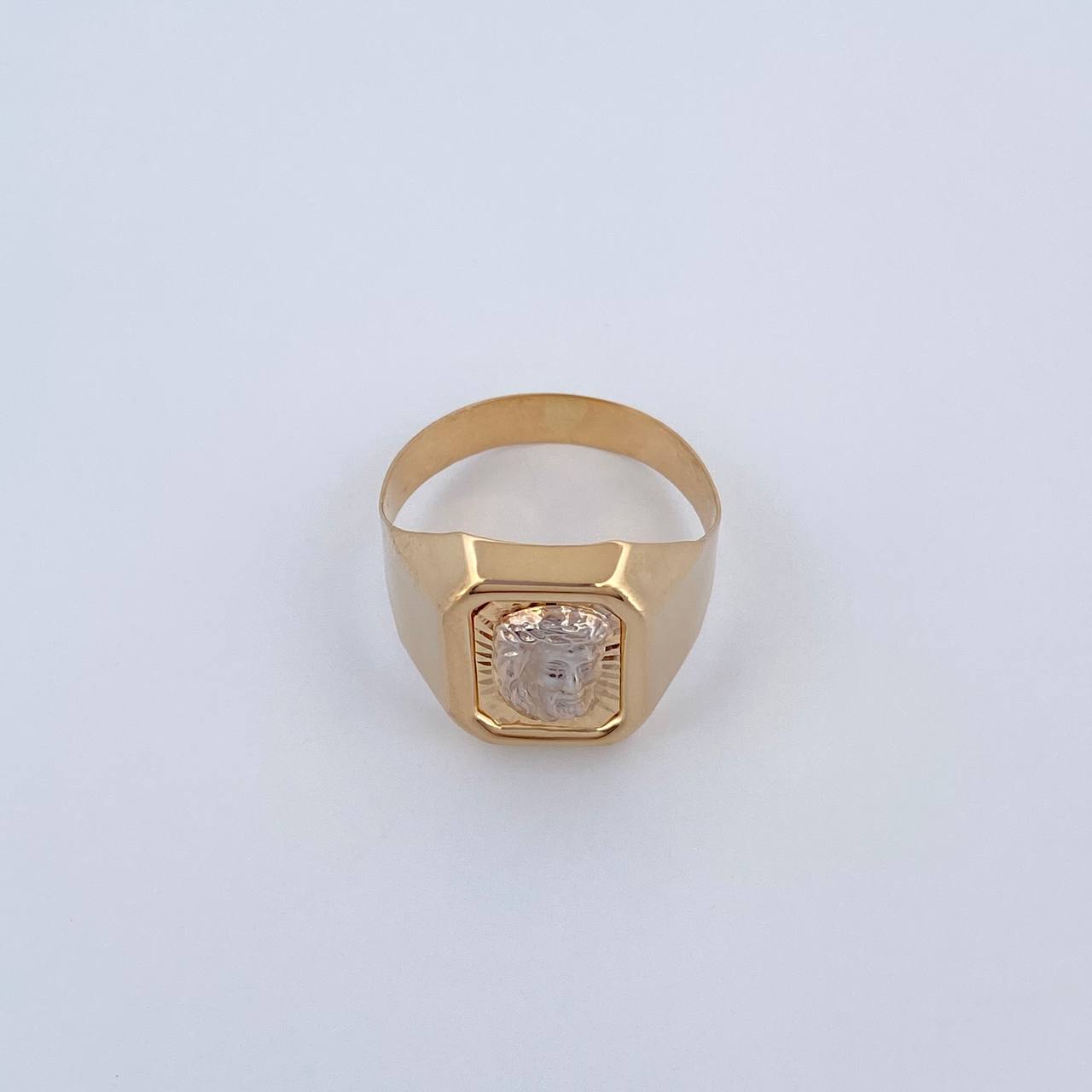 Christ Face Ring 4.35gr / Size 11 / Two-tone Yellow and White Gold 18K &