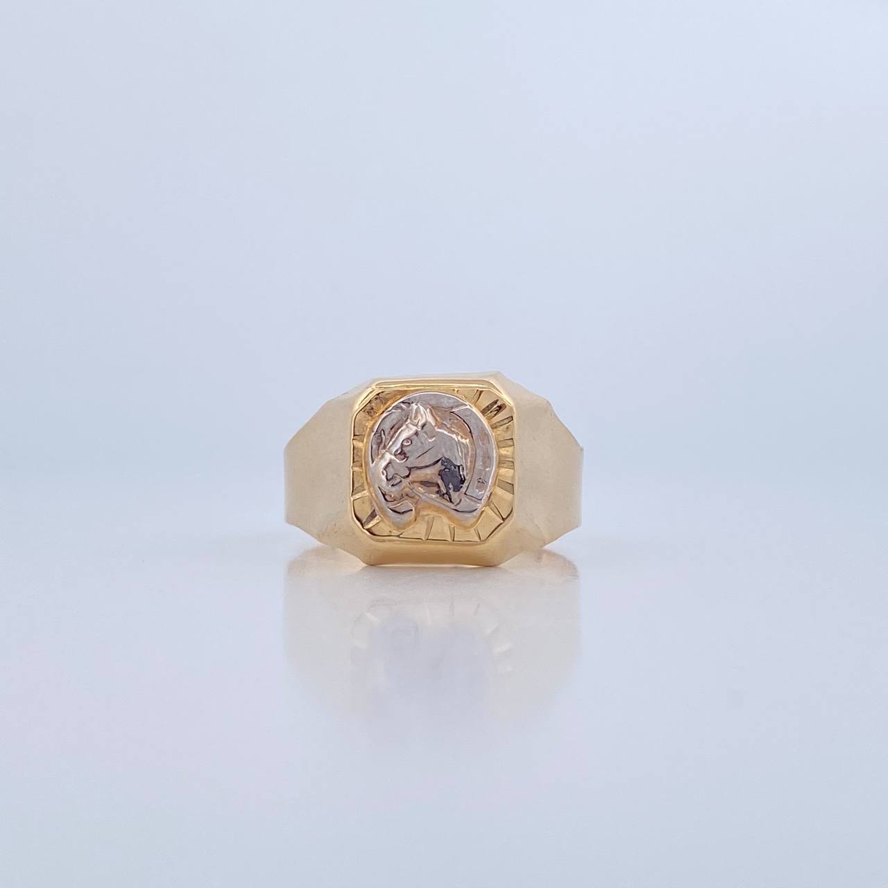 Horseshoe Horse Ring 4.05gr / Size 11 / Two-tone Yellow and White 18K Gold &