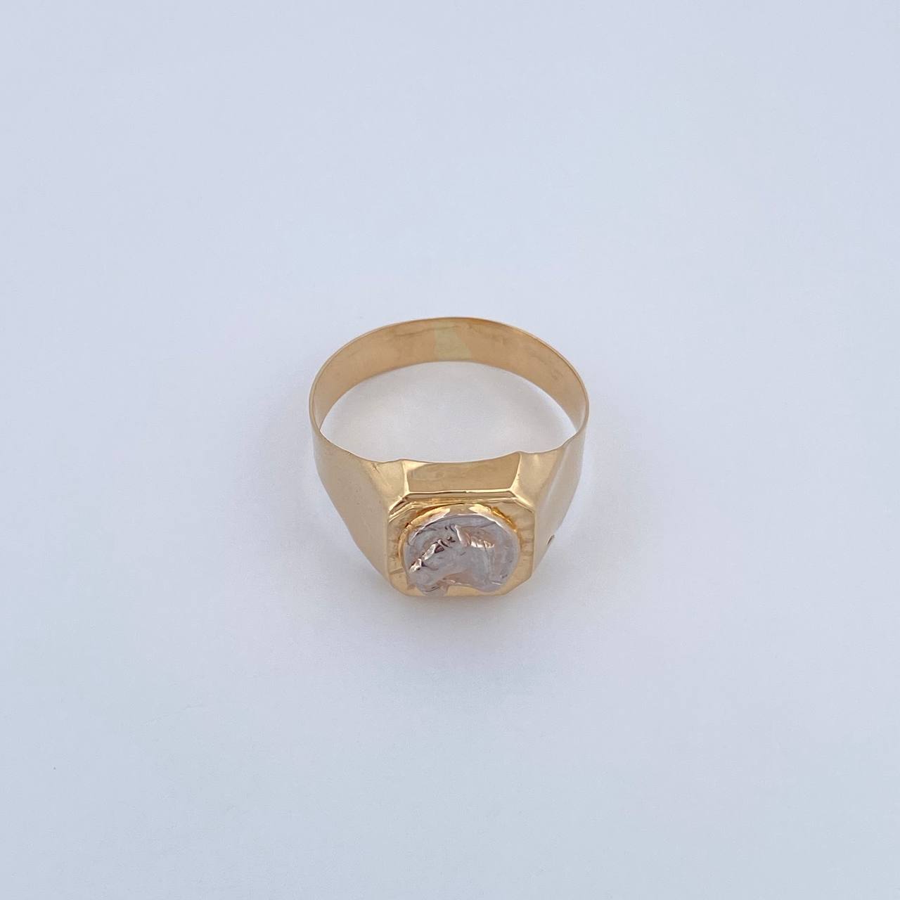Horseshoe Horse Ring 4.05gr / Size 11 / Two-tone Yellow and White 18K Gold &