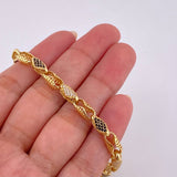 Rustic Concave Bracelet Garnet 15.55 g / 7 3/4 in / 5.4 mm Yellow Gold 18K