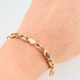 Rustic Concave Bracelet Garnet 15.55 g / 7 3/4 in / 5.4 mm Yellow Gold 18K
