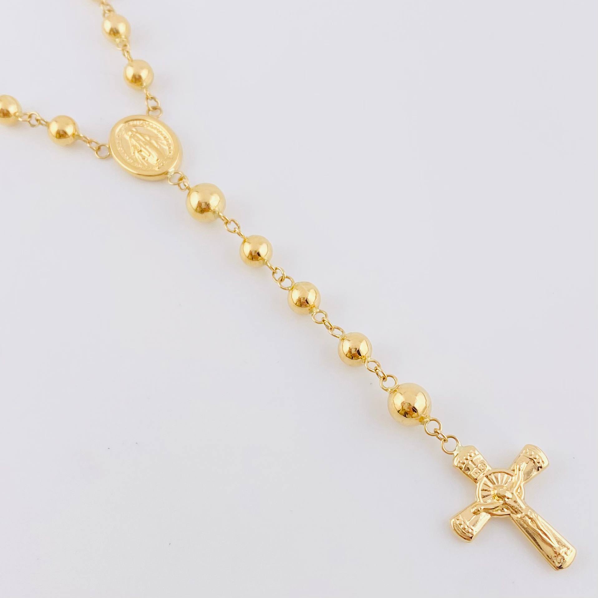 Rosario Virgen Milagrosa Cruz Cristo 12.95 g / 15 3/4 in / 4.8 mm Oro Amarillo 18K