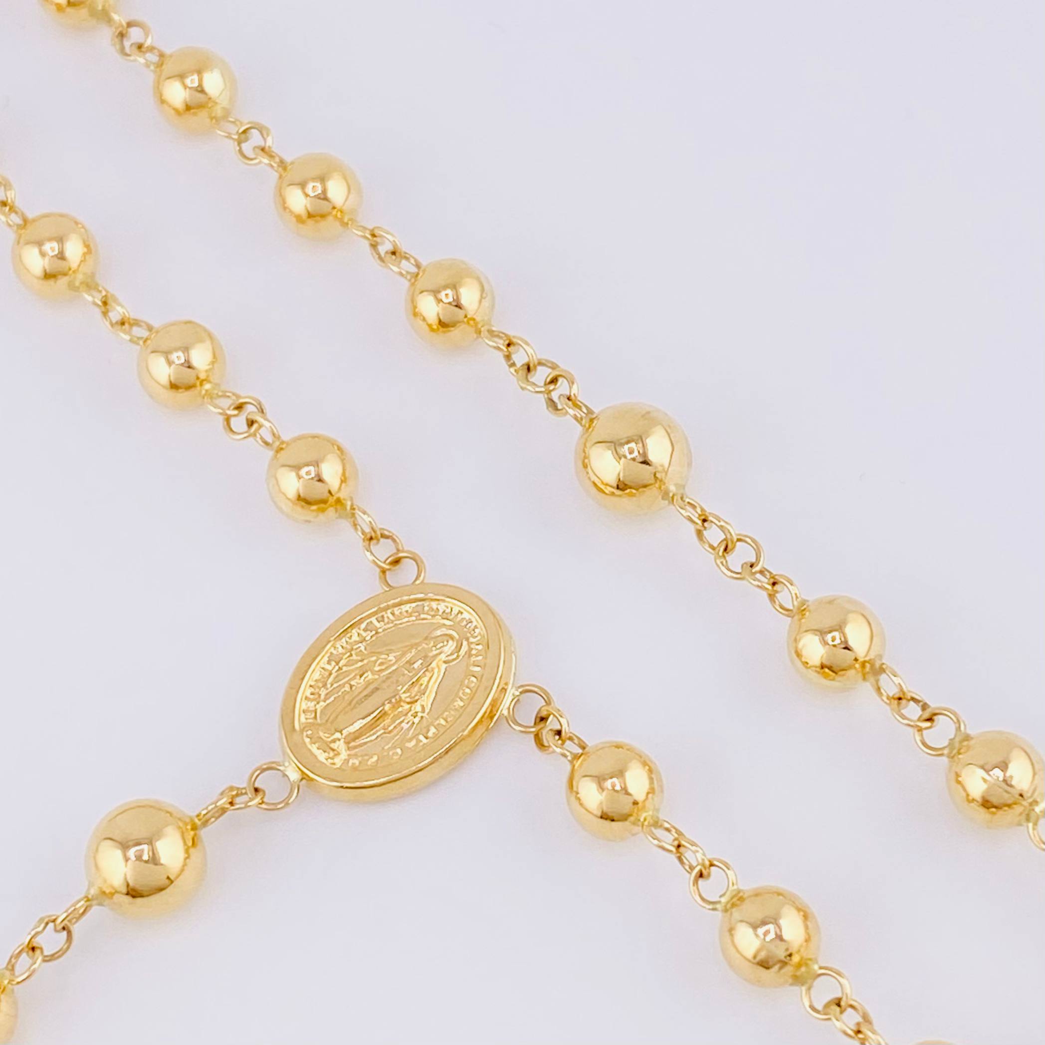 Rosario Virgen Milagrosa Cruz Cristo 12.95 g / 15 3/4 in / 4.8 mm Oro Amarillo 18K