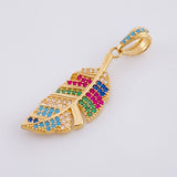 Dije Pluma Multicolor 2.5 g / 1 1/2 in Oro Amarillo 18K