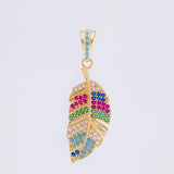 Dije Pluma Multicolor 2.5 g / 1 1/2 in Oro Amarillo 18K