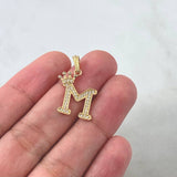 Pendant Letter M Crown 1.5gr / 2.4cm / White Zircons 18K Yellow Gold