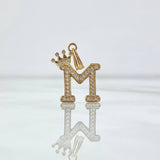 Pendant Letter M Crown 1.5gr / 2.4cm / White Zircons 18K Yellow Gold
