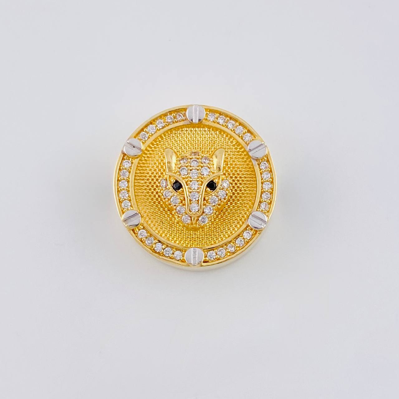Herraje Tambor Cara De Pantera 5.35 g / 3/4 in Dos Oros Amarillo Blanco 18K